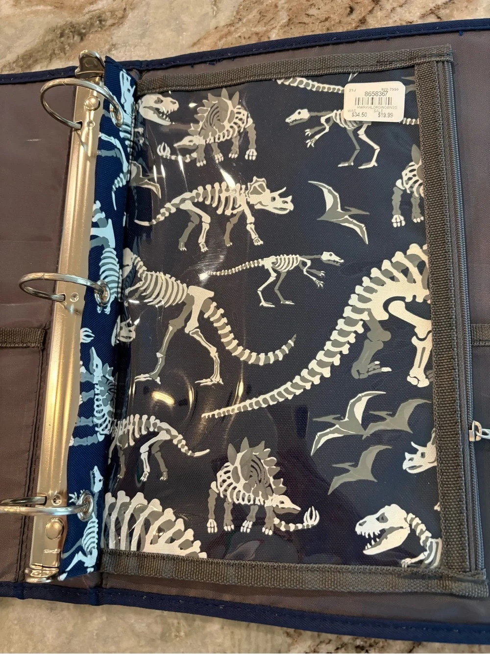Pottery Barn Kids Mackenzie Navy Glow in Dark Dinosaur 3 Ring Binder Pencil Case